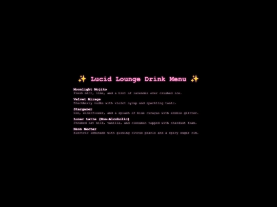 menu screenshot