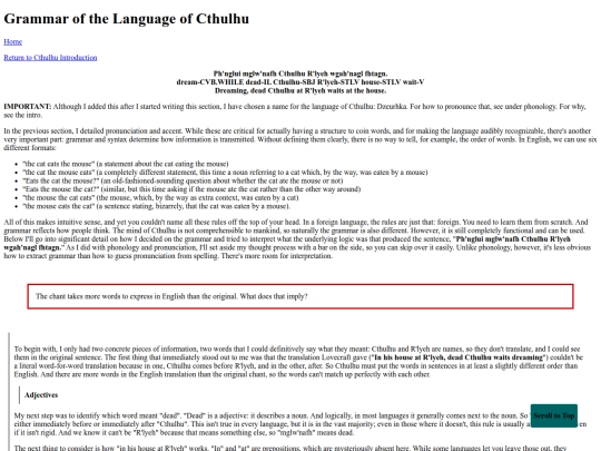 languages/Lovecraft/grammar screenshot