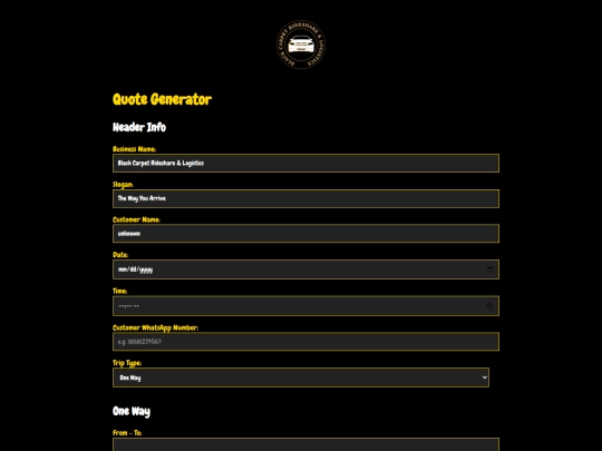 Admin./Customer-quote screenshot