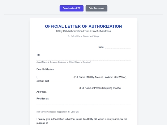 Authorisation screenshot