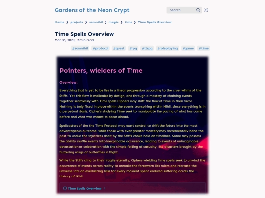 projects/somnihil/magic/time/time-spells-overview screenshot