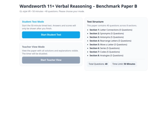 11plusSite/VR_Site/2_Verbal_Reasoning_B screenshot