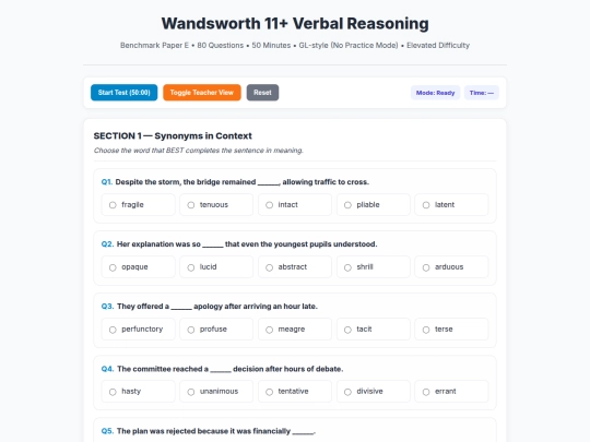 11plusSite/VR_Site/5_Verbal_Reasoning_E screenshot