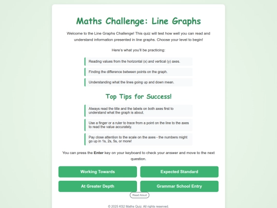 KS2 Maths Site/Measurement/10 line graph screenshot