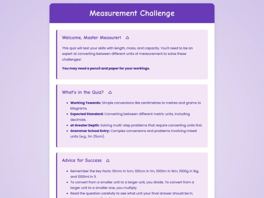 KS2 Maths Site/Measurement/13 LengthMass Capacity screenshot