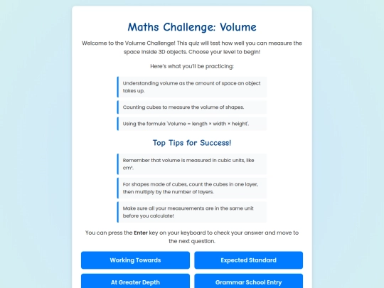 KS2 Maths Site/Measurement/3 Volume1 screenshot