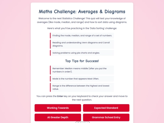 KS2 Maths Site/Statistics/Statistics2 screenshot