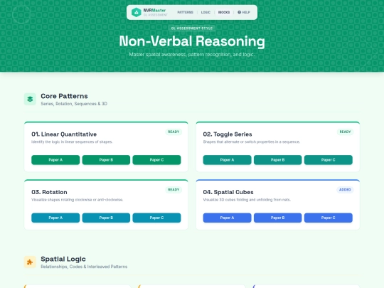KS2_NonVerbalReasoningSite/NV_Index screenshot