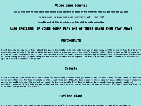 2021 webpage/GameReveiws screenshot