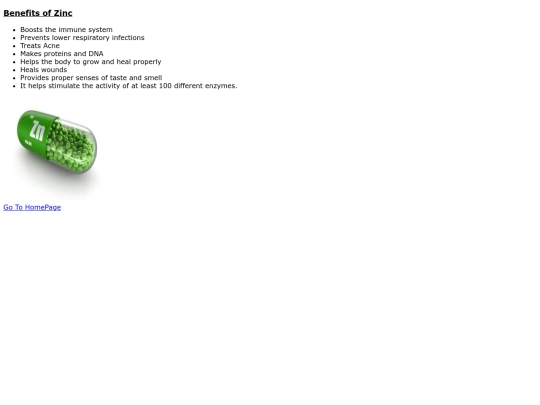 BenefitsofZinc screenshot