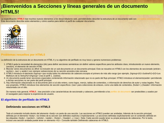 SeccionesylneasgeneralesdeundocumentoHTML5 screenshot