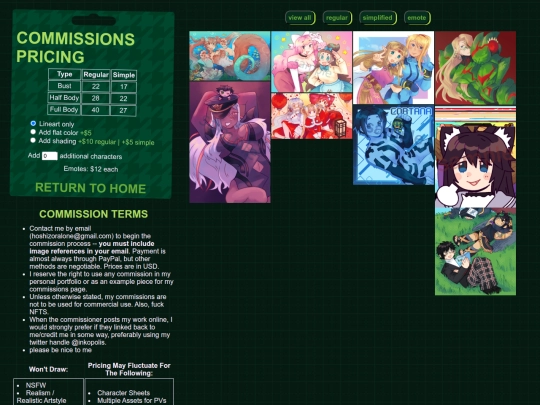commissions screenshot