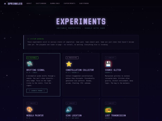 pages/experiments screenshot
