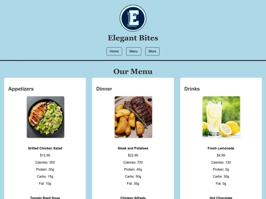 menu screenshot