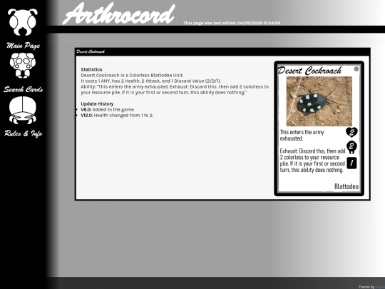 arthrocord/cards/desert-cockroach screenshot