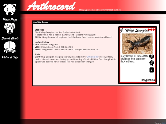 arthrocord/cards/giant-whip-scorpian screenshot