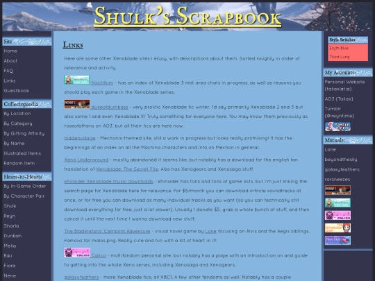 links screenshot