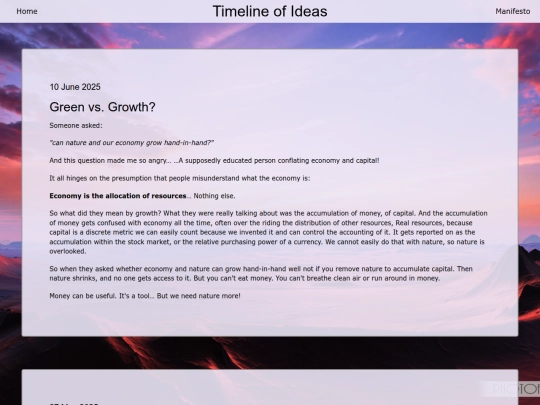 Blog/Timeline screenshot