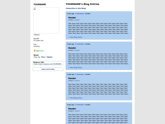 ocs/myspace/blog screenshot
