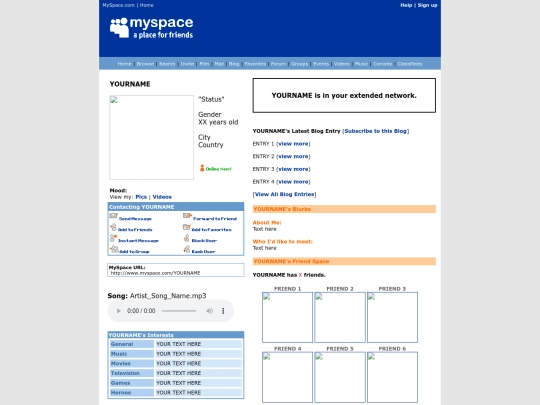 ocs/myspace/myspace screenshot