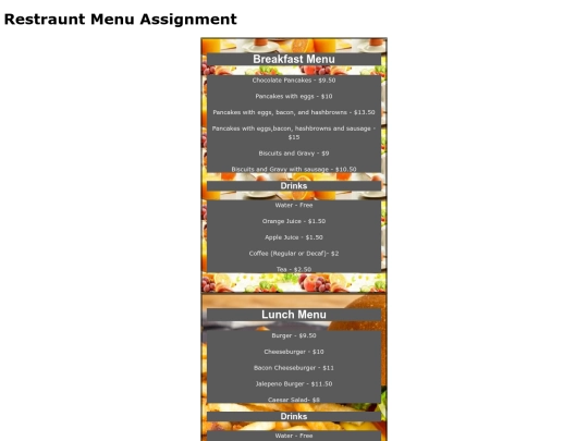 RestaurantMenu screenshot