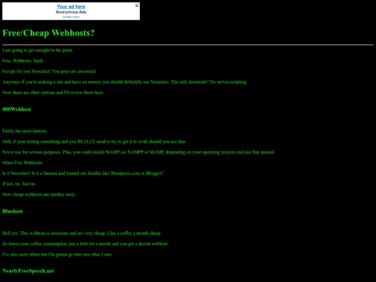 free-cheap-webhosts screenshot