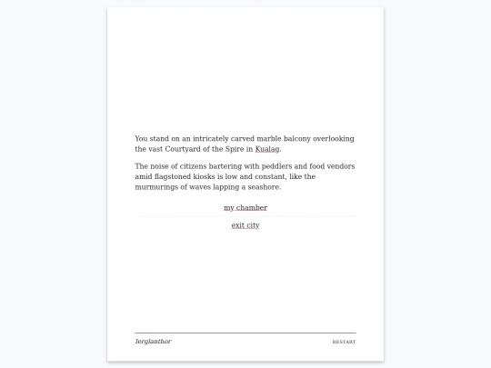 Twine stories/Ierglanthor screenshot