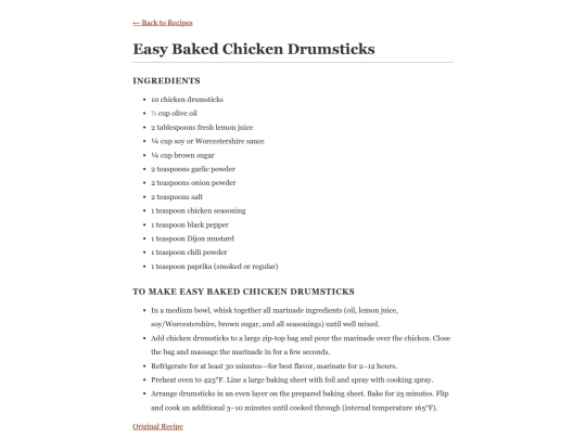 the_recipes/baked_chicken_drumsticks screenshot