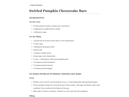the_recipes/pumpkin_cheesecake_bars screenshot