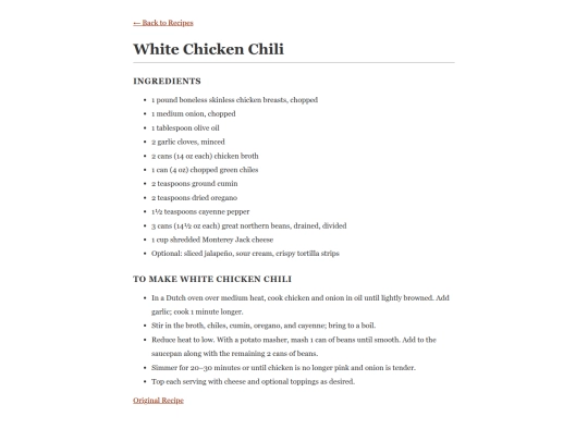 the_recipes/white_chicken_chili screenshot