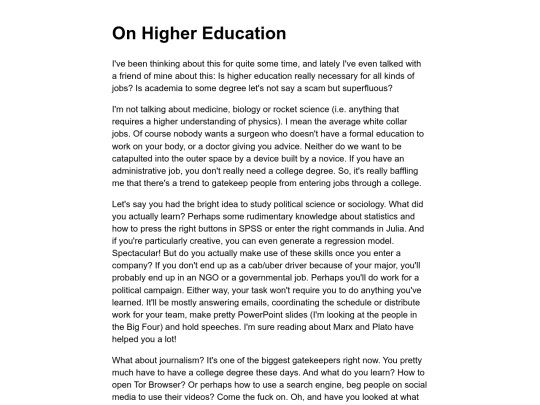 on-higher-education screenshot