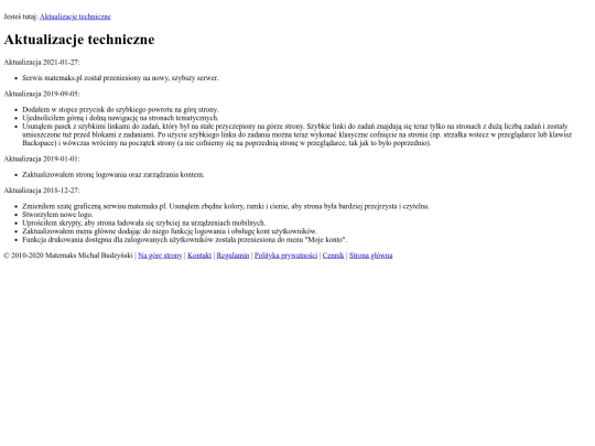 www.matemaks.pl/aktualizacje-techniczne screenshot