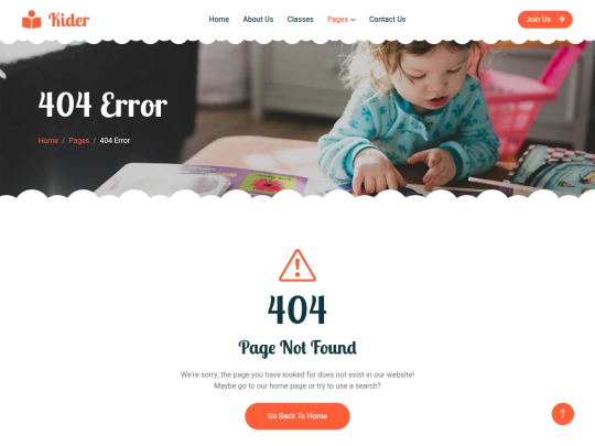 Lack of concentration/preschool-website-template/404 screenshot