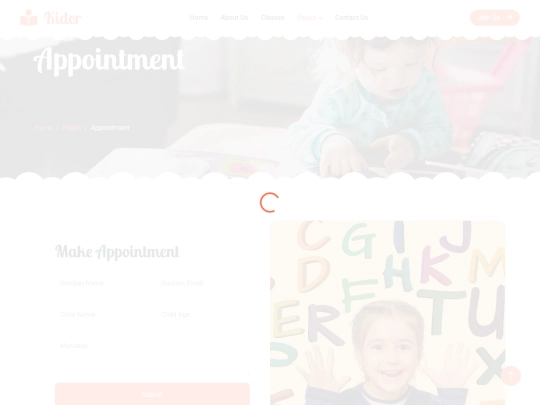 Lack of concentration/preschool-website-template/appointment screenshot
