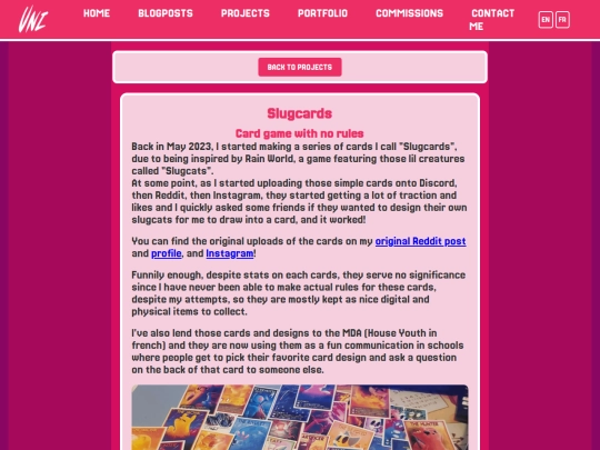 projects-page/slugcards screenshot