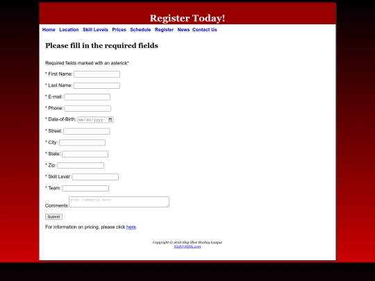 Registration screenshot