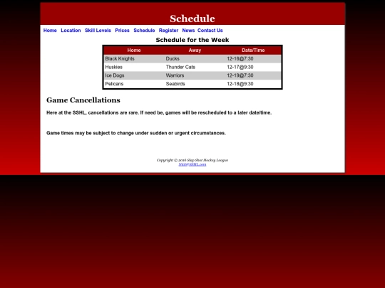 schedule screenshot