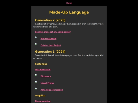 Conlangs/ConHub screenshot