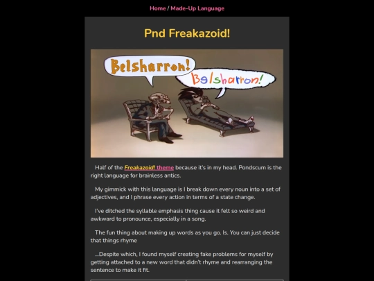 Conlangs/Freakazoid screenshot