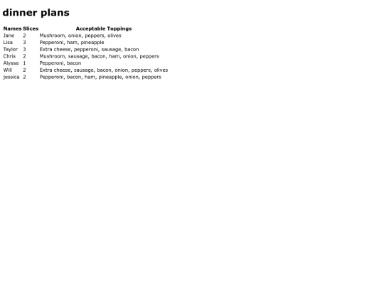 dinner2 screenshot