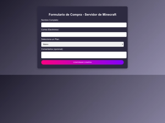 formulario-compra-minecraft screenshot