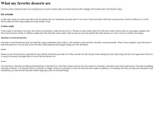 mywebpageaboutdesserts screenshot