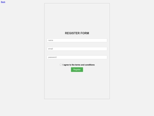 Register form screenshot