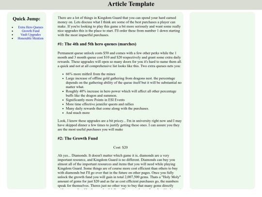articleTemplate screenshot