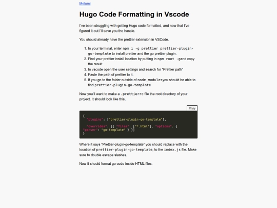 hugoformattingvscode screenshot