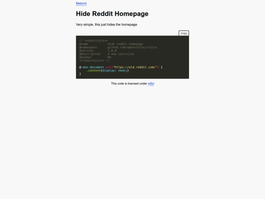 userstyles/hidereddithomepage screenshot
