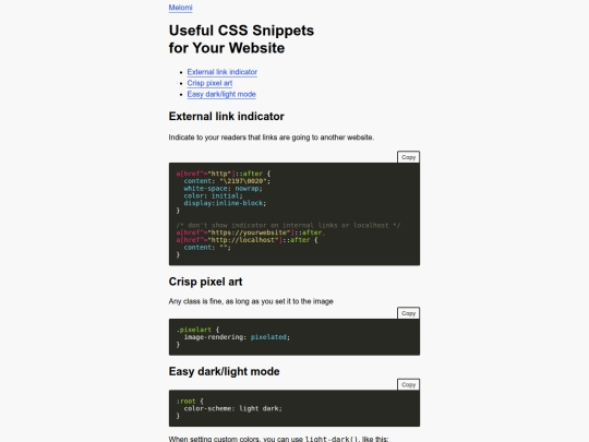 webdev/csssnippets screenshot