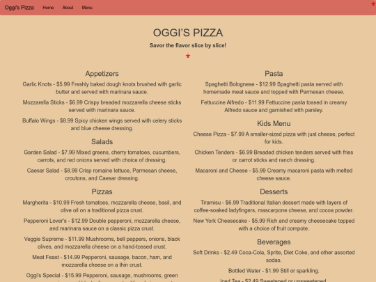Oggi's-pizza/menu screenshot