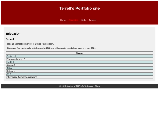 TerrellPortfolio/education screenshot