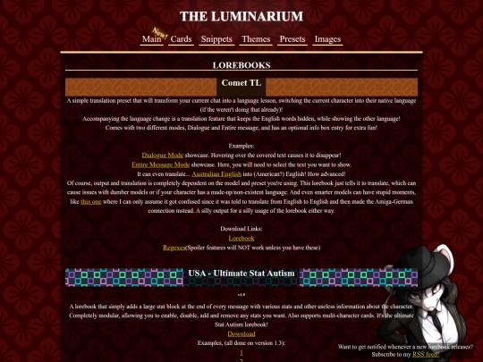 lorebookpage screenshot